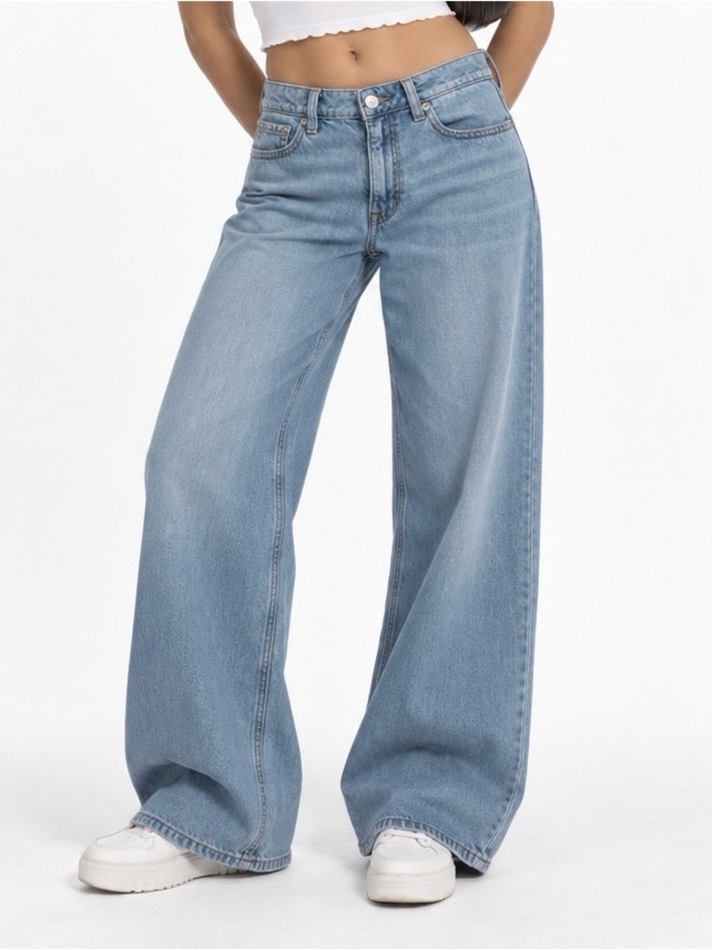Aeropostale High Rise Wide Leg Light Wash Jeans Y2K 100% Cotton